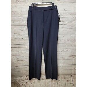 NEW Louben Navy Dress Pants‎ Flat Front Zip High Waist Wool Blend Womens Sz 8